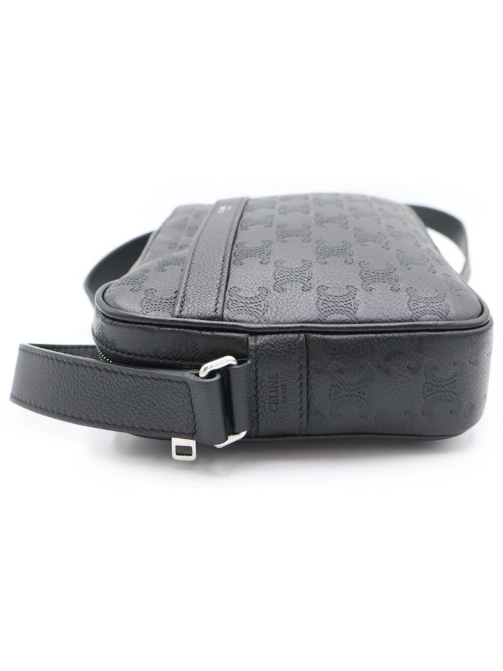 Celine Triomphe Horizontal Messenger Bag Black Leather Silver - Picture 3 of 6